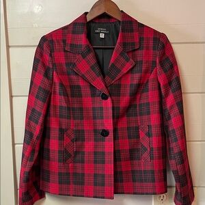 Giorgio Sant’ Angelo Red Black Plaid Checked Blazer Size 10P.